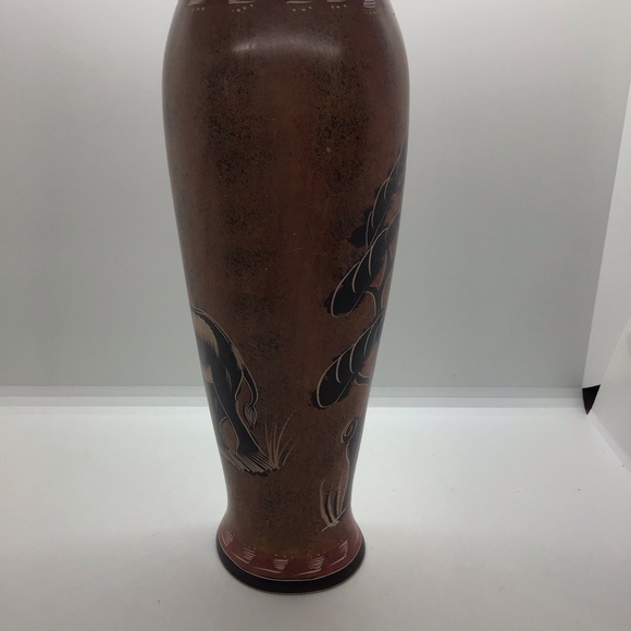 Vintage Hand Carved Soapstone African Vase Elephant Tree Nature - Picture 4 of 11